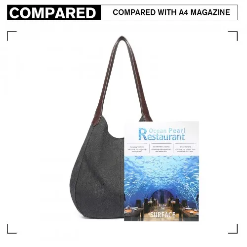 EB2040 - Kono Canvas Shoulder Tote Bag - Black sold by Beagle Boutique product image thumbnail 5