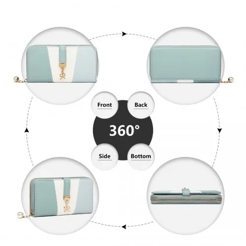 LP2030 - Miss Lulu Tri Colour Women's Leather Look Purse - Light Blue sold by Beagle Boutique product image thumbnail 3