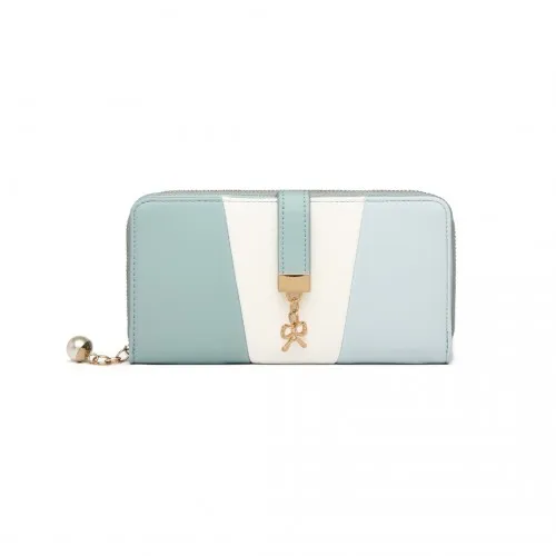 LP2030 - Miss Lulu Tri Colour Women's Leather Look Purse - Light Blue sold by Beagle Boutique product image thumbnail 2