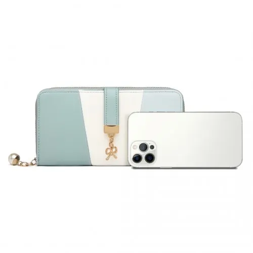 LP2030 - Miss Lulu Tri Colour Women's Leather Look Purse - Light Blue sold by Beagle Boutique product image thumbnail 5