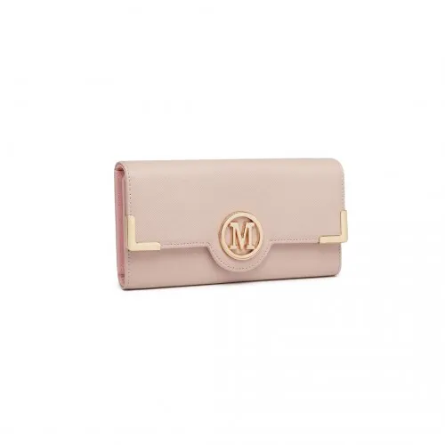 LP2022 - Miss Lulu Leather Look Classic Long Purse - Pink sold by Beagle Boutique