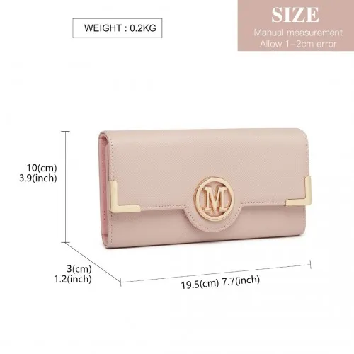 LP2022 - Miss Lulu Leather Look Classic Long Purse - Pink sold by Beagle Boutique product image thumbnail 4