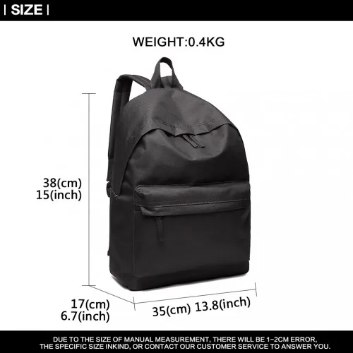 700D - Miss Lulu Classic Large Capacity Unisex Everyday Backpack - Black sold by Beagle Boutique product image thumbnail 4
