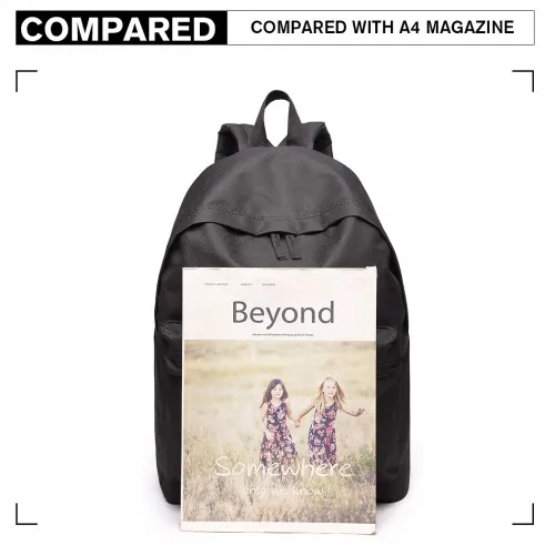 700D - Miss Lulu Classic Large Capacity Unisex Everyday Backpack - Black sold by Beagle Boutique product image thumbnail 5