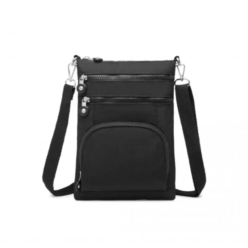 EB2228 - Kono Casual Multi Pocket RFID Blocking Cross body Bag - Black sold by Beagle Boutique