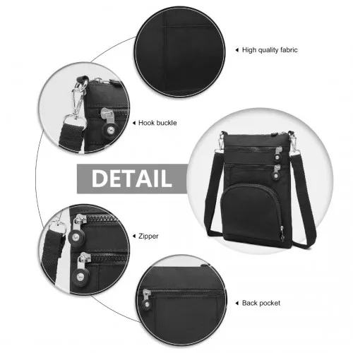 EB2228 - Kono Casual Multi Pocket RFID Blocking Cross body Bag - Black sold by Beagle Boutique product image thumbnail 5