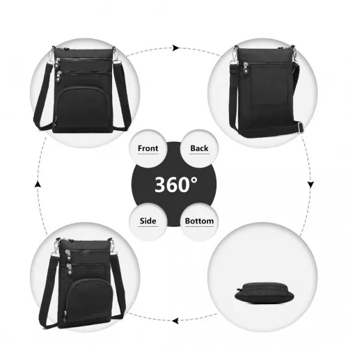 EB2228 - Kono Casual Multi Pocket RFID Blocking Cross body Bag - Black sold by Beagle Boutique product image thumbnail 3
