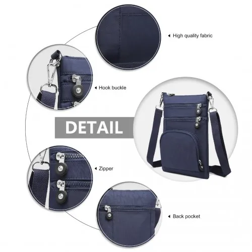 EB2228 - Kono Casual Multi Pocket RFID Blocking Cross body Bag - Navy sold by Beagle Boutique product image thumbnail 5