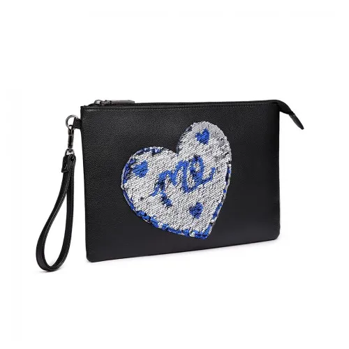LT6822L-MISS LULU PU LEATHER SEQUIN HEART ME CLUTCH BAG BLACK sold by Beagle Boutique product image thumbnail 5