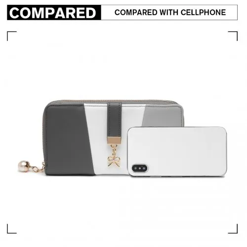 LP2030 - Miss Lulu Tri Colour Women's Leather Look Purse - Grey And White sold by Beagle Boutique product image thumbnail 5