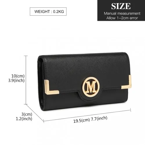 LP2022 - Miss Lulu Leather Look Classic Long Purse - Black sold by Beagle Boutique product image thumbnail 4