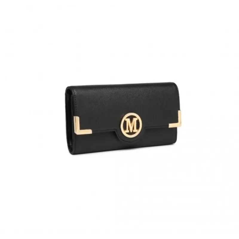 LP2022 - Miss Lulu Leather Look Classic Long Purse - Black sold by Beagle Boutique