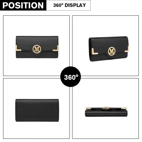 LP2022 - Miss Lulu Leather Look Classic Long Purse - Black sold by Beagle Boutique product image thumbnail 3