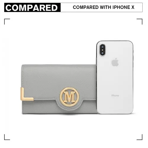 LP2022 - Miss Lulu Leather Look Classic Long Purse - Grey sold by Beagle Boutique product image thumbnail 5