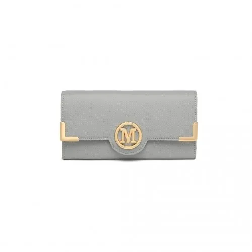 LP2022 - Miss Lulu Leather Look Classic Long Purse - Grey sold by Beagle Boutique product image thumbnail 2