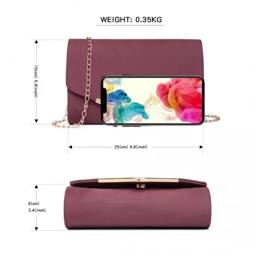 LH1756 - Miss Lulu Leather Look Envelope Clutch Bag - Red sold by Beagle Boutique product image thumbnail 4
