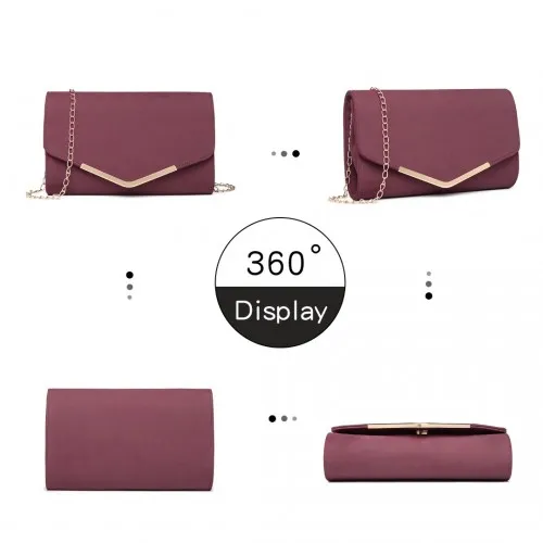 LH1756 - Miss Lulu Leather Look Envelope Clutch Bag - Red sold by Beagle Boutique product image thumbnail 3