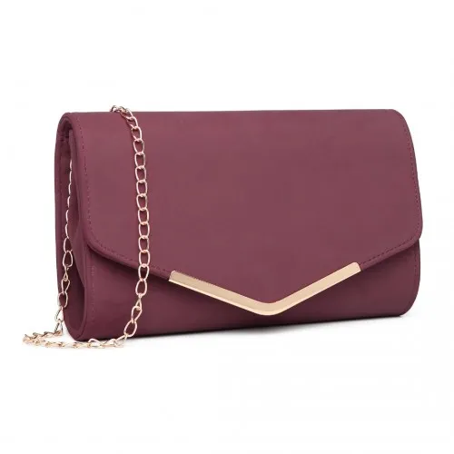LH1756 - Miss Lulu Leather Look Envelope Clutch Bag - Red sold by Beagle Boutique