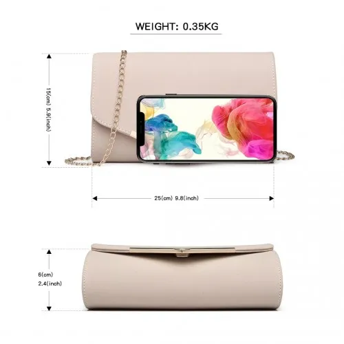 LH1756 - Miss Lulu Leather Look Envelope Clutch Bag - Pink sold by Beagle Boutique product image thumbnail 4