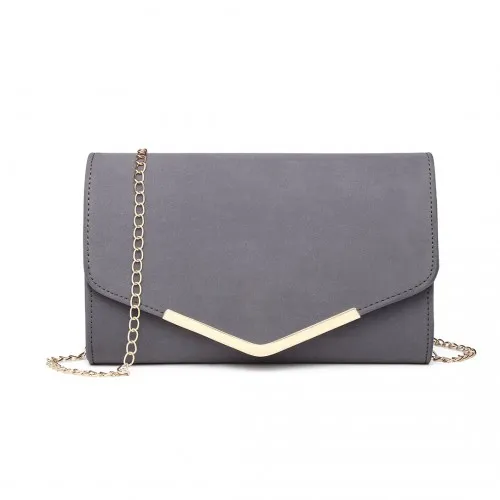 LH1756 - Miss Lulu Leather Look Envelope Clutch Bag - Grey sold by Beagle Boutique product image thumbnail 2