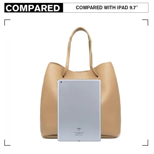 LB1937 - MISS LULU 4 PIECE SET SHOULDER TOTE HANDBAG - BEIGE sold by Beagle Boutique product image thumbnail 5