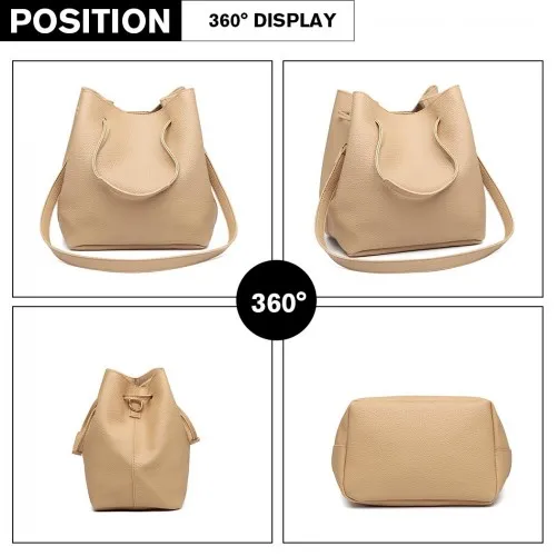 LB1937 - MISS LULU 4 PIECE SET SHOULDER TOTE HANDBAG - BEIGE sold by Beagle Boutique product image thumbnail 3