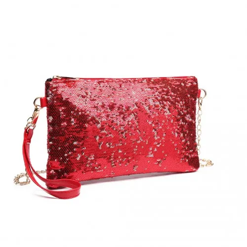 LH1765 - Miss Lulu Sequins Clutch Evening Bag - Red sold by Beagle Boutique product image thumbnail 2