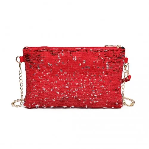 LH1765 - Miss Lulu Sequins Clutch Evening Bag - Red sold by Beagle Boutique product image thumbnail 3