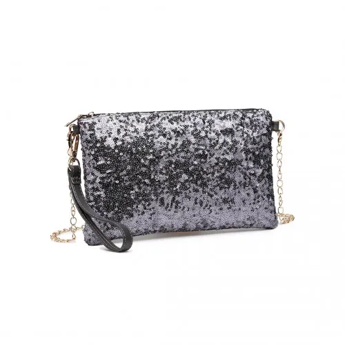 LH1765 - Miss Lulu Sequins Clutch Evening Bag - Grey sold by Beagle Boutique product image thumbnail 2