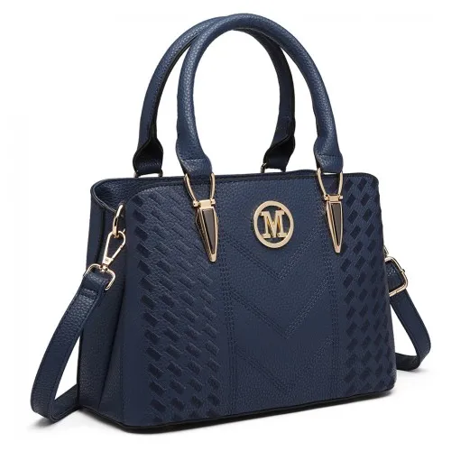 LG6865 - Miss Lulu Leather Look Weave Effect Shoulder Bag - Blue sold by Beagle Boutique product image thumbnail 2