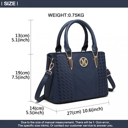 LG6865 - Miss Lulu Leather Look Weave Effect Shoulder Bag - Blue sold by Beagle Boutique product image thumbnail 5
