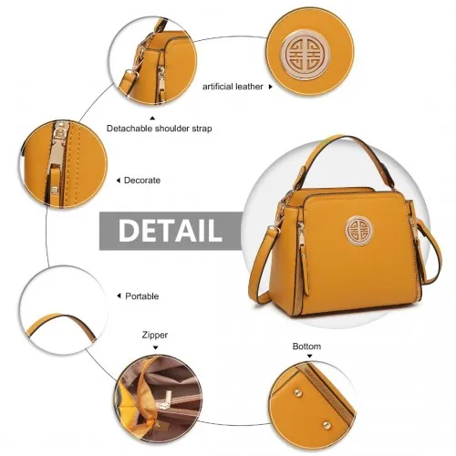 LB2126 - Miss Lulu Leather Look Practical Crossbody Bag - Yellow sold by Beagle Boutique product image thumbnail 5