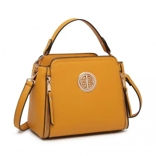 LB2126 - Miss Lulu Leather Look Practical Crossbody Bag - Yellow sold by Beagle Boutique