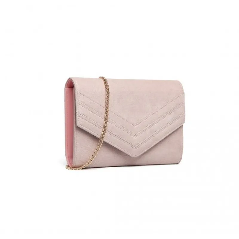 LP1963 - MISS LULU CHEVRON ENVELOPE CLUTCH BAG - PINK sold by Beagle Boutique