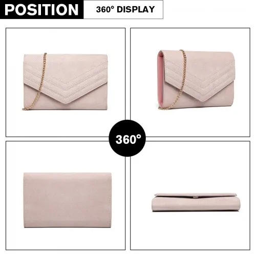 LP1963 - MISS LULU CHEVRON ENVELOPE CLUTCH BAG - PINK sold by Beagle Boutique product image thumbnail 3