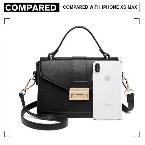 LB2033 - Miss Lulu Leather Look Midi Handbag - Black sold by Beagle Boutique product image thumbnail 5