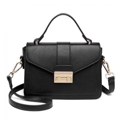 LB2033 - Miss Lulu Leather Look Midi Handbag - Black sold by Beagle Boutique product image thumbnail 2