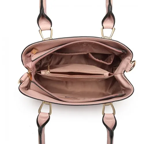 LG6865 - Miss Lulu Leather Look Weave Effect Shoulder Bag - Pink sold by Beagle Boutique product image thumbnail 3