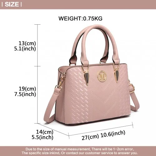 LG6865 - Miss Lulu Leather Look Weave Effect Shoulder Bag - Pink sold by Beagle Boutique product image thumbnail 5