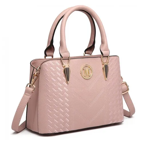 LG6865 - Miss Lulu Leather Look Weave Effect Shoulder Bag - Pink sold by Beagle Boutique product image thumbnail 2
