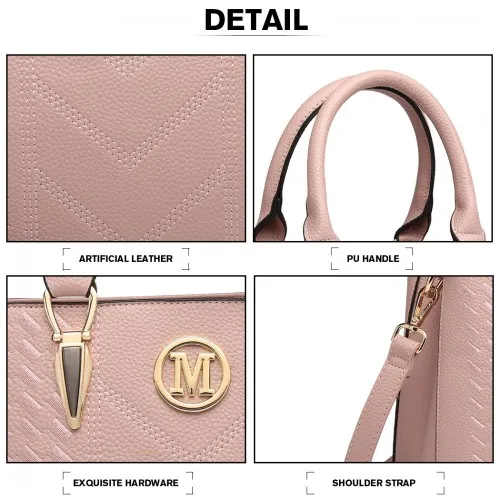 LG6865 - Miss Lulu Leather Look Weave Effect Shoulder Bag - Pink sold by Beagle Boutique product image thumbnail 4
