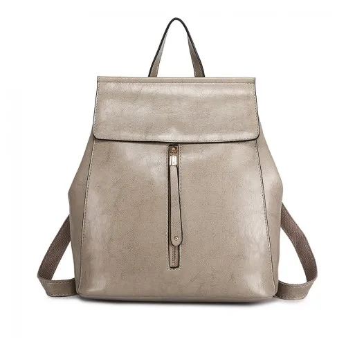 E6833 - MISS LULU Vintage Oil-Wax Faux Leather Backpack - Grey sold by Beagle Boutique