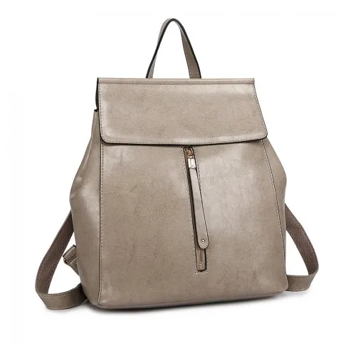 E6833 - MISS LULU Vintage Oil-Wax Faux Leather Backpack - Grey sold by Beagle Boutique product image thumbnail 2