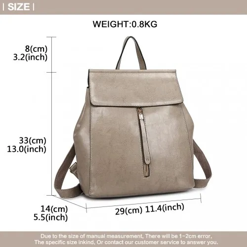 E6833 - MISS LULU Vintage Oil-Wax Faux Leather Backpack - Grey sold by Beagle Boutique product image thumbnail 4