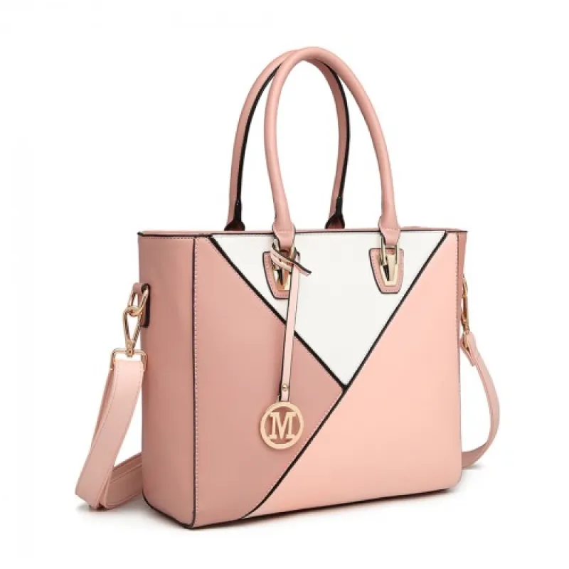 LG2013 - Miss Lulu Leather Look Geometric Ombre Handbag - Nude sold by Beagle Boutique