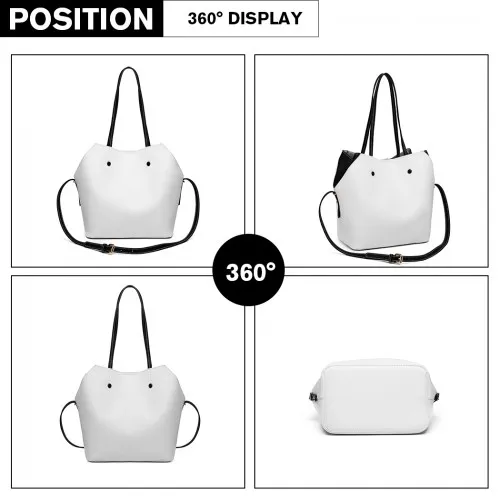 LH1908 - MISS LULU 2 PIECE MULTI-WAY SHOULDER TOTE BAG - WHITE sold by Beagle Boutique product image thumbnail 3