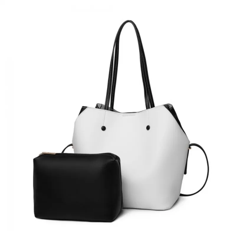 LH1908 - MISS LULU 2 PIECE MULTI-WAY SHOULDER TOTE BAG - WHITE sold by Beagle Boutique