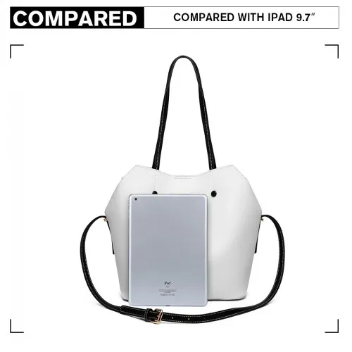 LH1908 - MISS LULU 2 PIECE MULTI-WAY SHOULDER TOTE BAG - WHITE sold by Beagle Boutique product image thumbnail 5