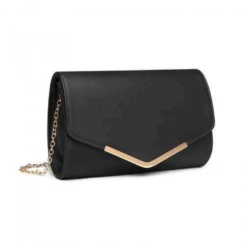 LH2064 - Miss Lulu Vegan Envelope Clutch Bag - Black sold by Beagle Boutique