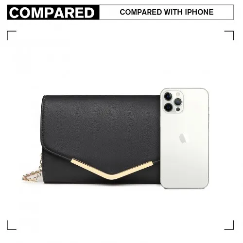 LH2064 - Miss Lulu Vegan Envelope Clutch Bag - Black sold by Beagle Boutique product image thumbnail 5
